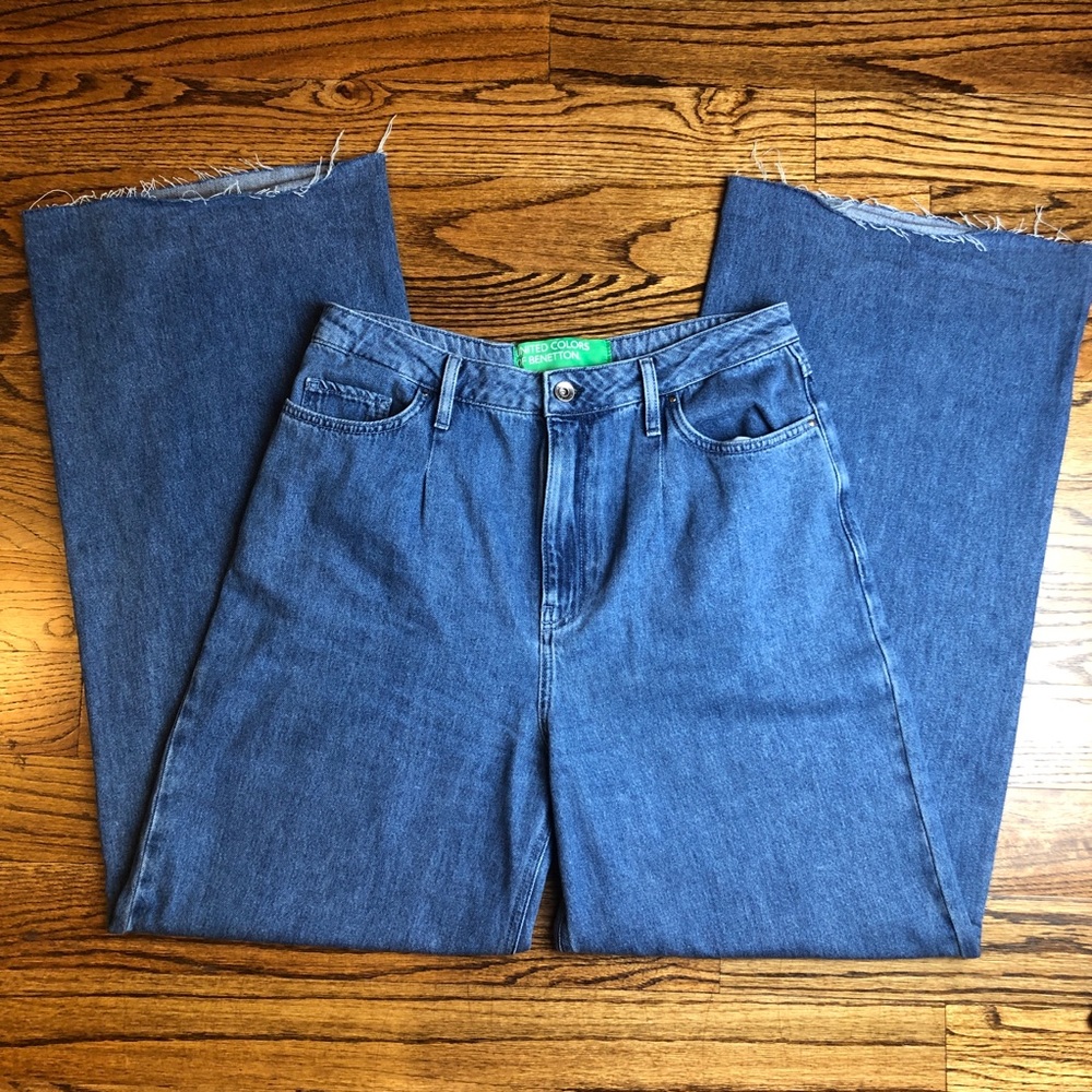 United Colors of Benetton Wide-Leg Denim Jeans in Blue
